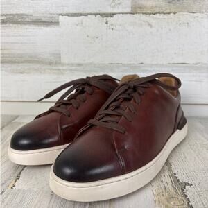 Clarks mens 8 MI-X brown courtlite leather lace up loafer trainers sneakers new